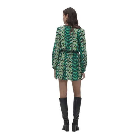 ZARA | Black and Green | PRINTED SHORT DRESS - Picture 7 of 11